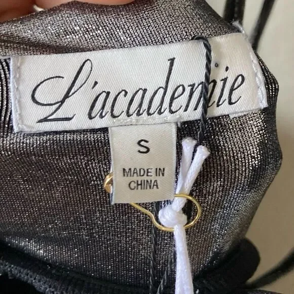 NWT L’Academie Blair Jumpsuit Silver Size S
